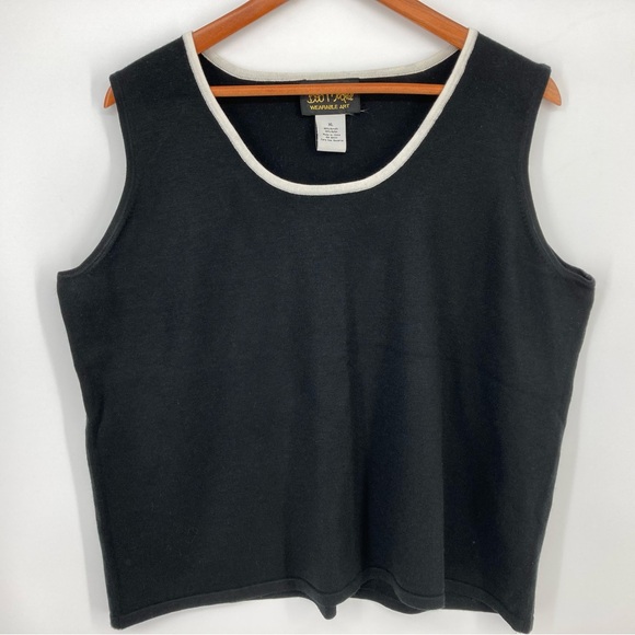 Bob Mackie Womens Size XL 2 Pc Sweater Set Tank Cardigan Black/White Embroidered - Picture 9 of 16